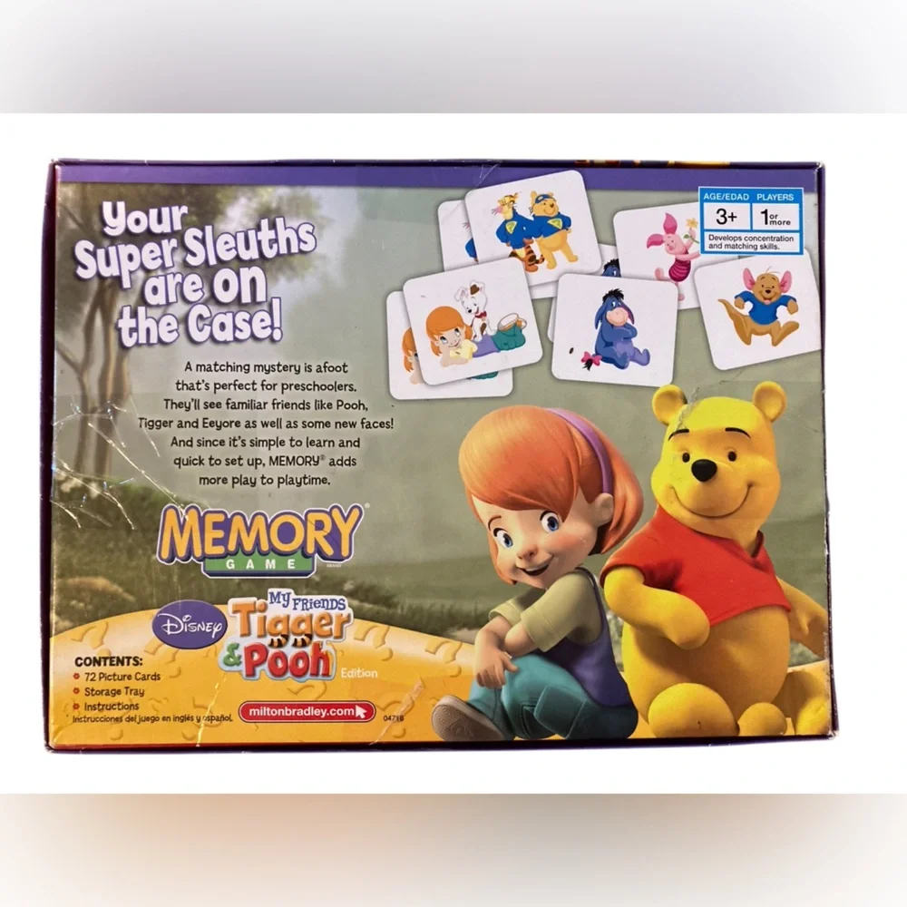 Memory Game My Friends Tigger & Pooh Milton Bradley‎ Complete 72 Cards 2007